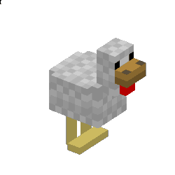 A Minecraft chicken, spinning.