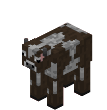 A Minecraft cow, spinning.